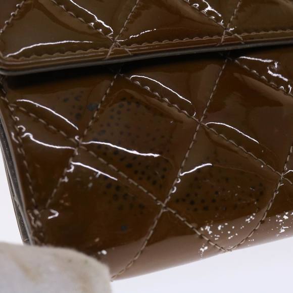 CHANEL Matelasse Wallet Patent Leather Brown CC Auth yk7893 - Picture 2 of 16